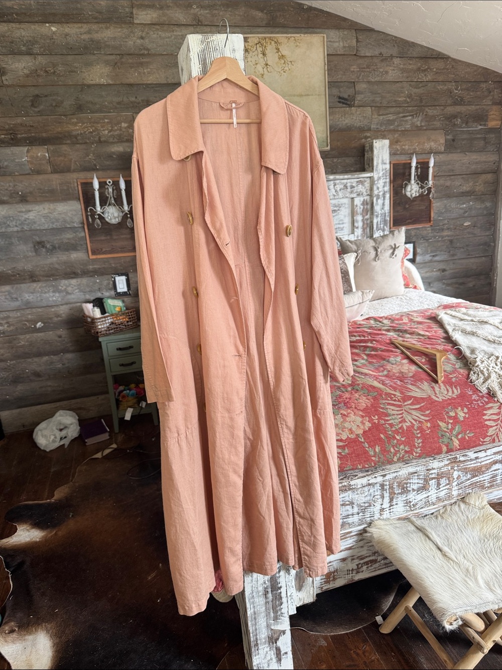 Free People Dusty Pink Maxi Trench Coat